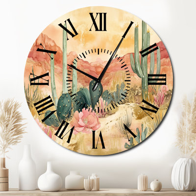 Desert Bloom Awakening - Southwestern Silent Metal Wall Clock