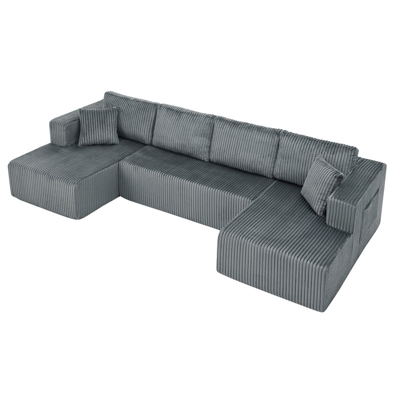 Canapé modulaire en U de 132 po, Gris foncé