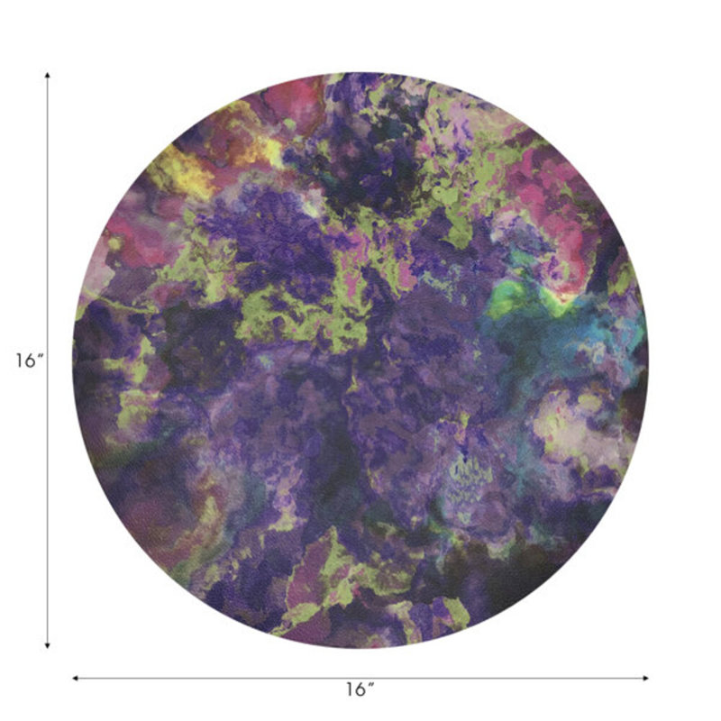 Impressionism Vegan Leather Round Placemats, Purple