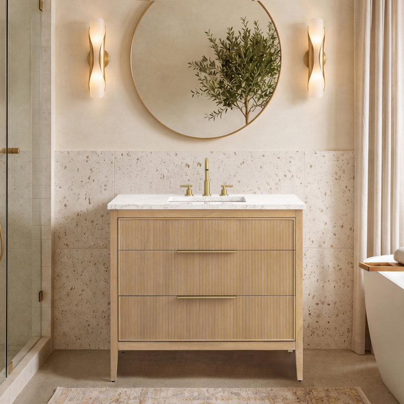 Emma 42" W Single Vanity, Classic Oak