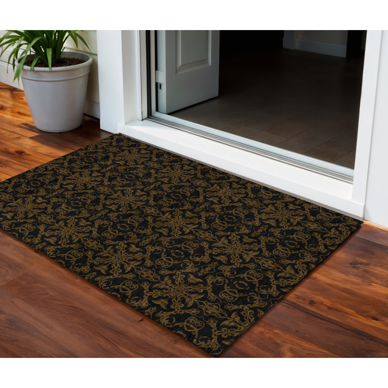 Tapis intérieur / extérieur 3 pi x 5 pi brun et noir lavable