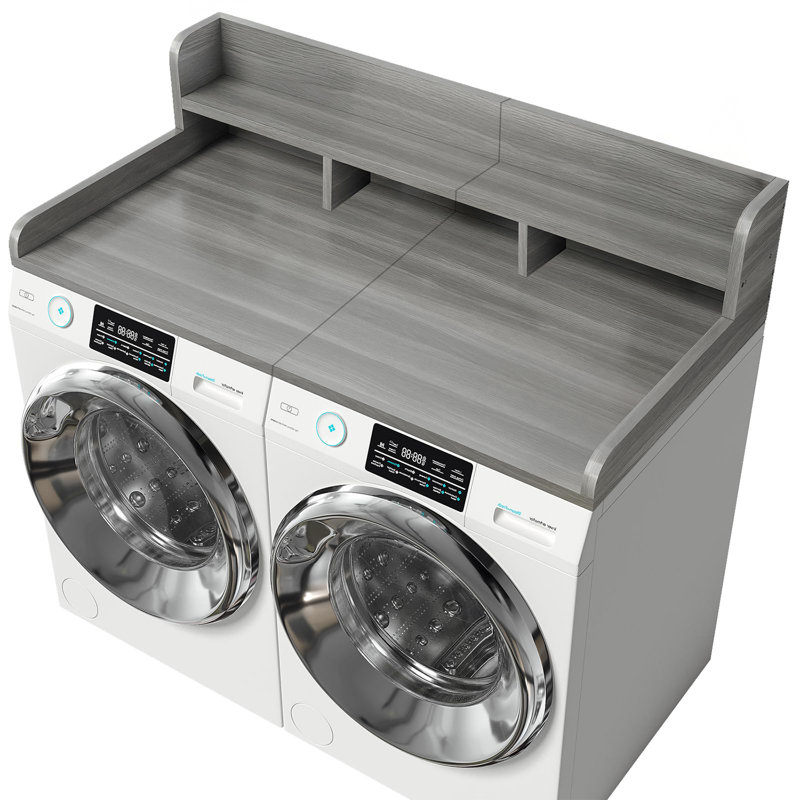 54" Washer Dryer Countertop with Storage, Gray/White