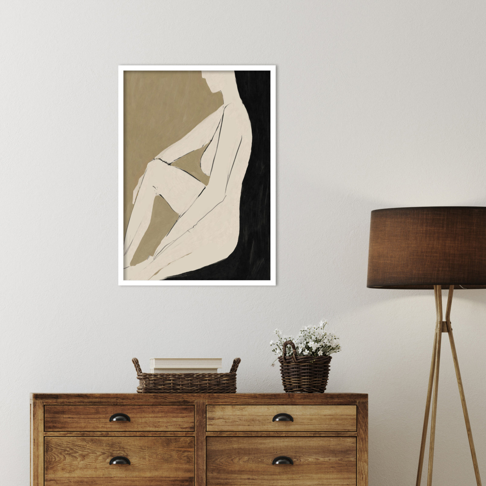 Chamois "Chill" Print by Dan Hobday, White Framed, 33" H x 24" W