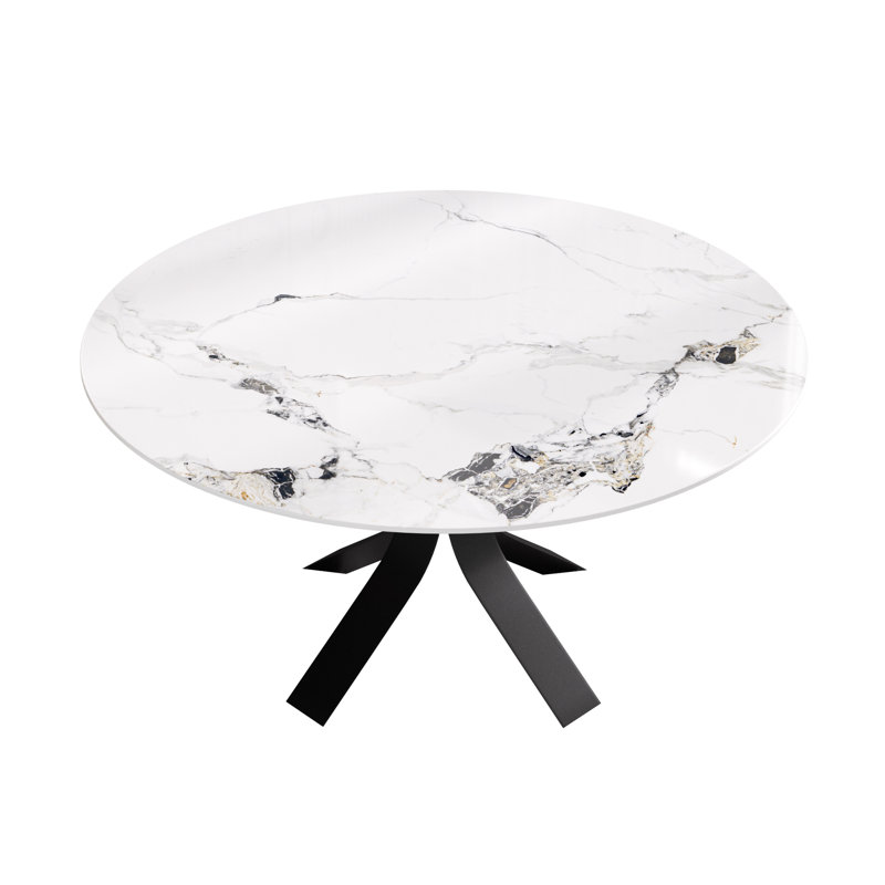 Table de salle à manger Modern, Encre, H 29,53 po x L 59,05 po x l 59,05 po, Noir, noir, noir, noir