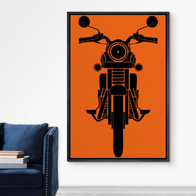 " Motorcycle Silhouette On Orange Background "