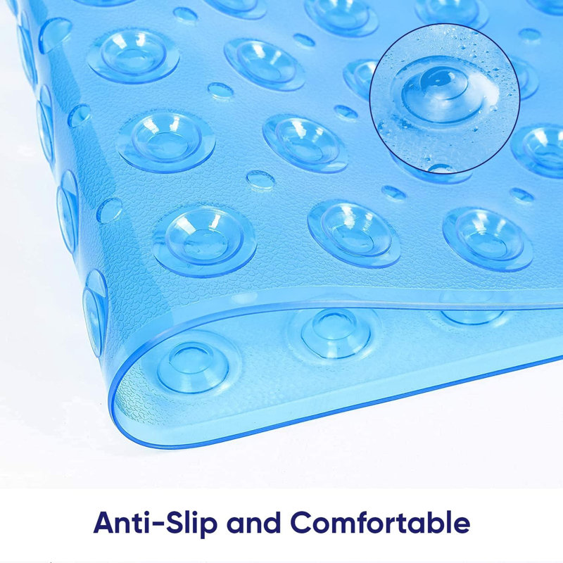 Aspire Homeware Non-Slip Polypropylene Shower Mat with Extra-Thick Suction Cups, Runner (70cm L x 38cm W), Light Blue