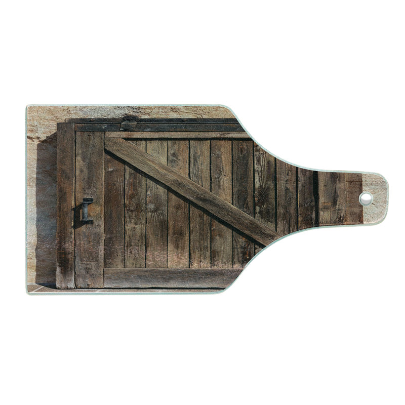 Rustic Brown and Beige Glass Cutting Board with Handle