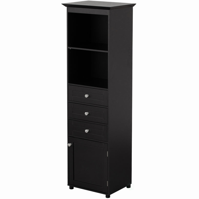 Armoire à linge autoportante en bois manufacturé Ostia, Noir