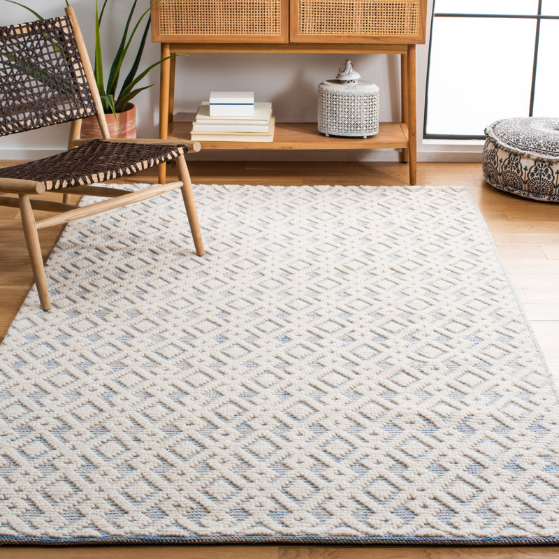 Tapis géométrique en laine / coton tissé à la main Vermont, Rectangle 9 pi x 12 pi