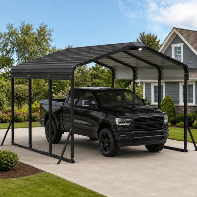 Abri d'auto robuste en métal de 3,66 m x 6,10 m avec toit en acier galvanisé, abri extérieur toutes saisons pour voitures, camions, VUS, bateaux et tracteurs