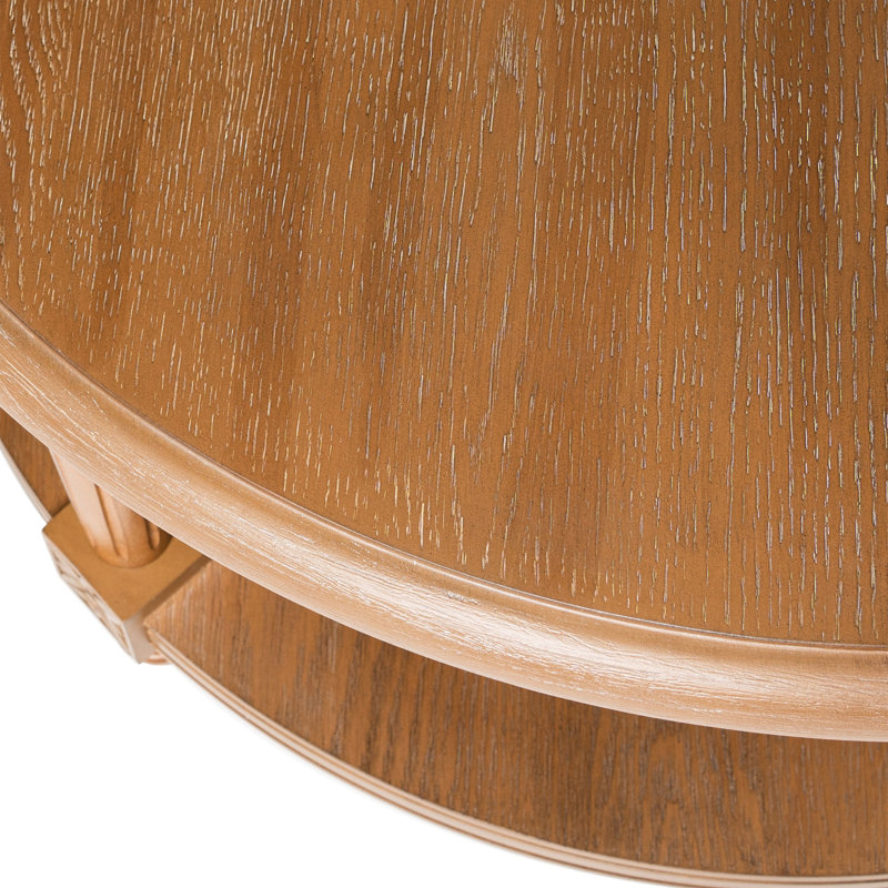 Pullman Traditional Round Brown Wooden Coffee Table with Shelf