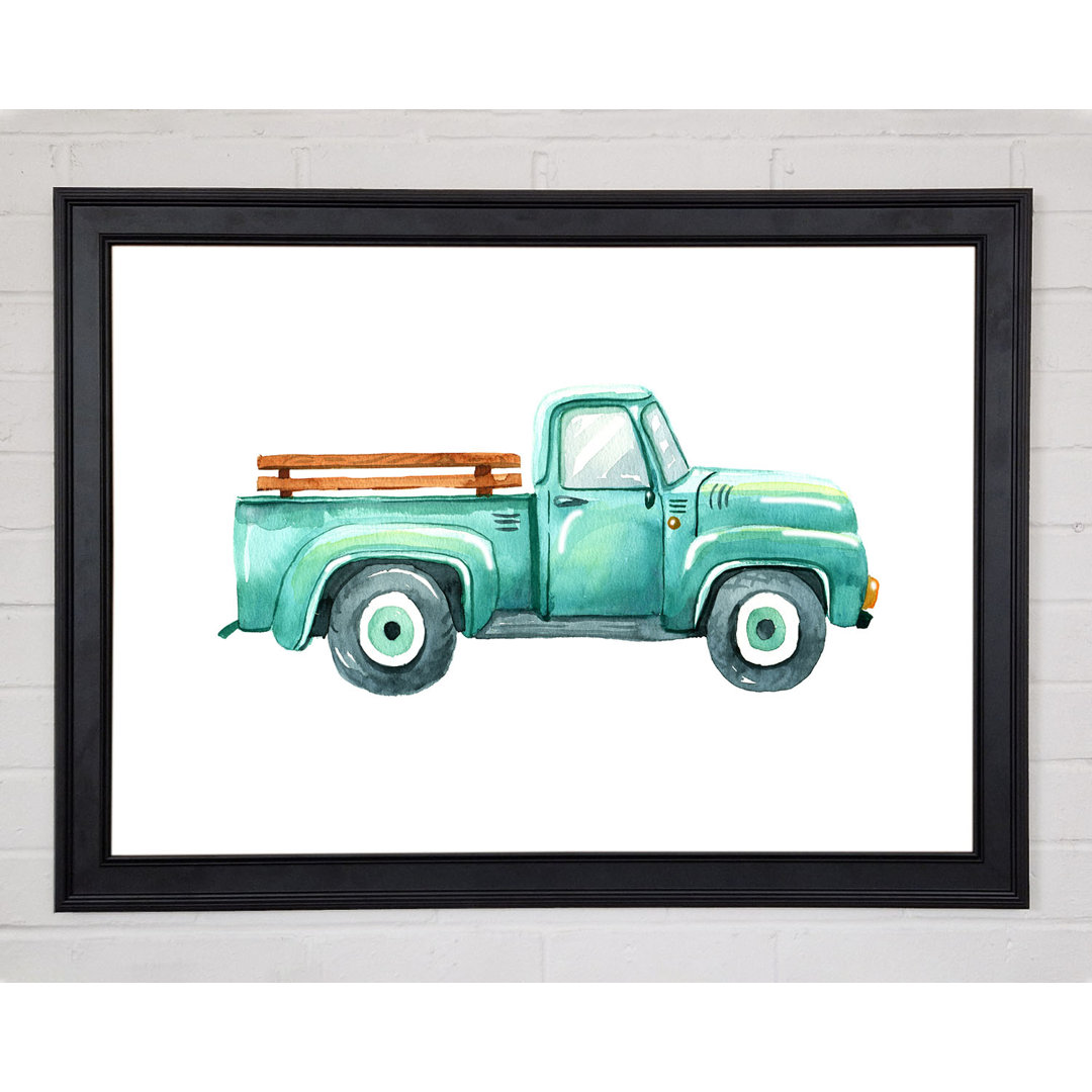 Pick Up Truck Aquarell Gerahmter Druck