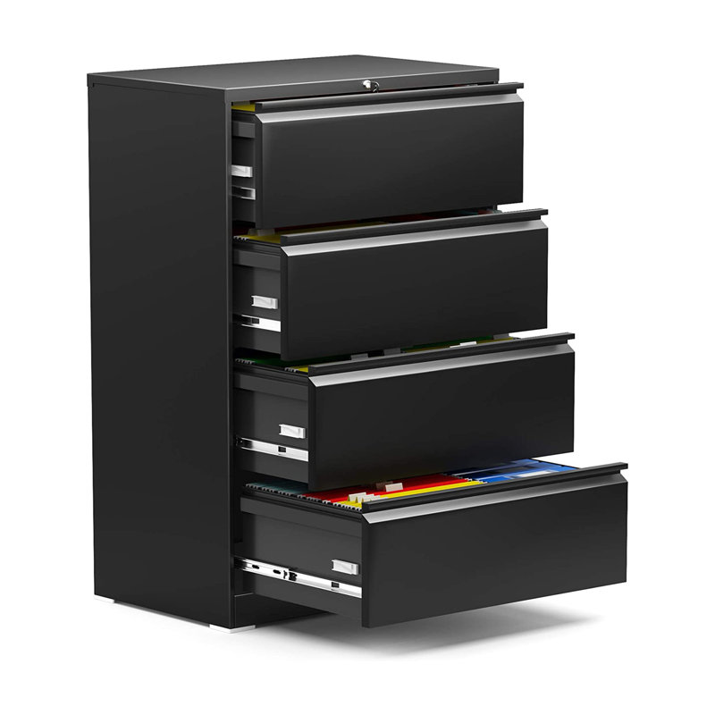Aobabo Locking Metal Office Storage Organizer Filing Cabinet, Black