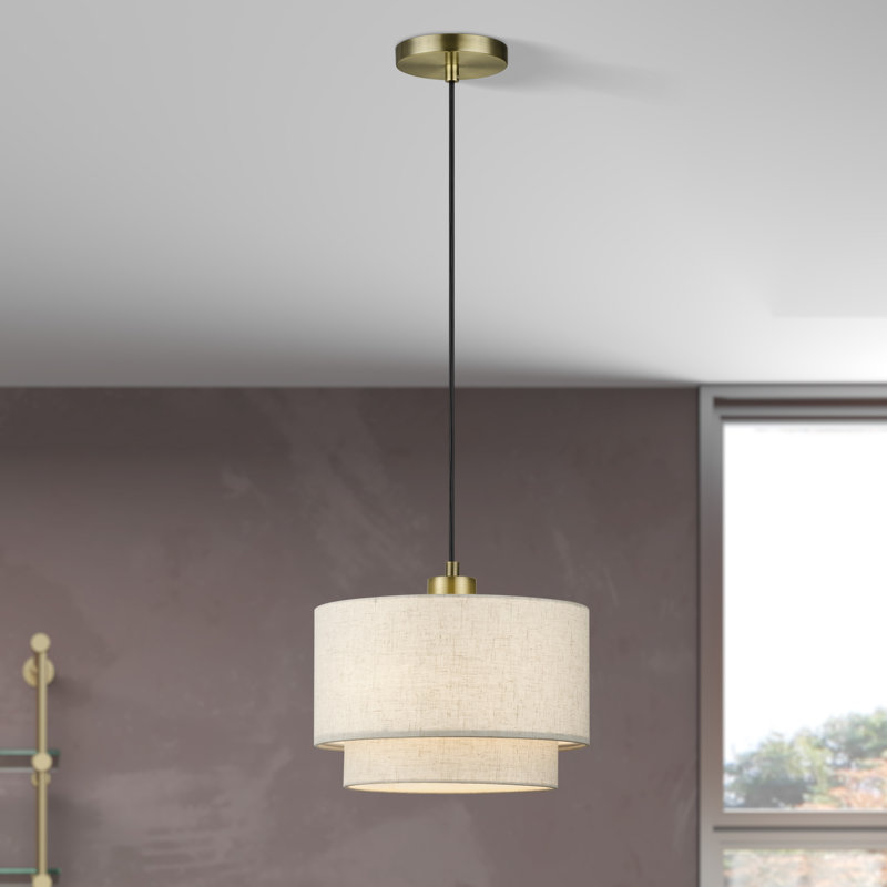 Aselin 1 Light Antique Brass Pendant, Antique Brass
