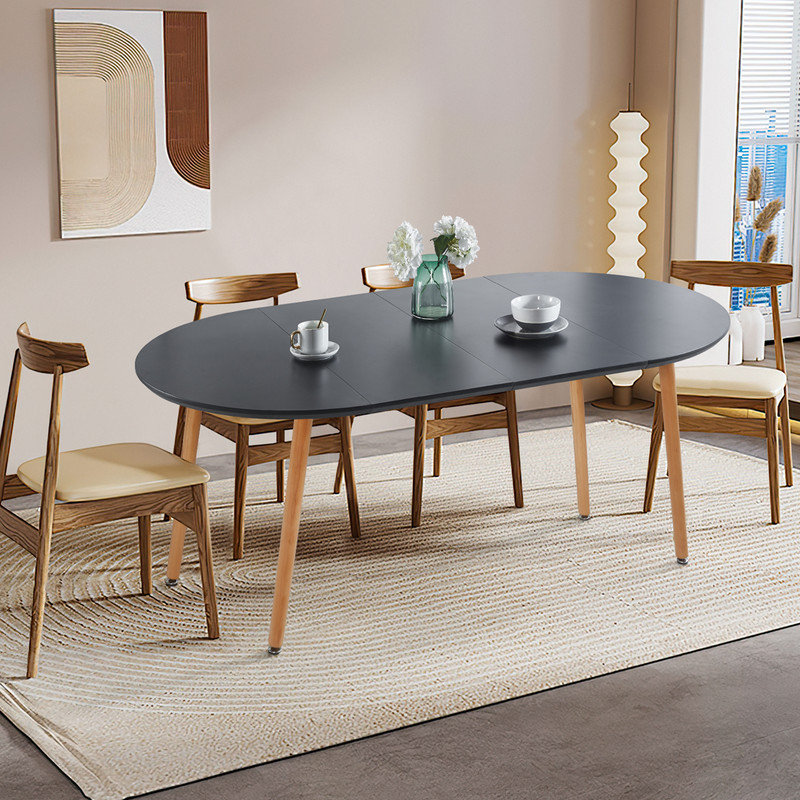 Extensible Dining Table, Black, Brown