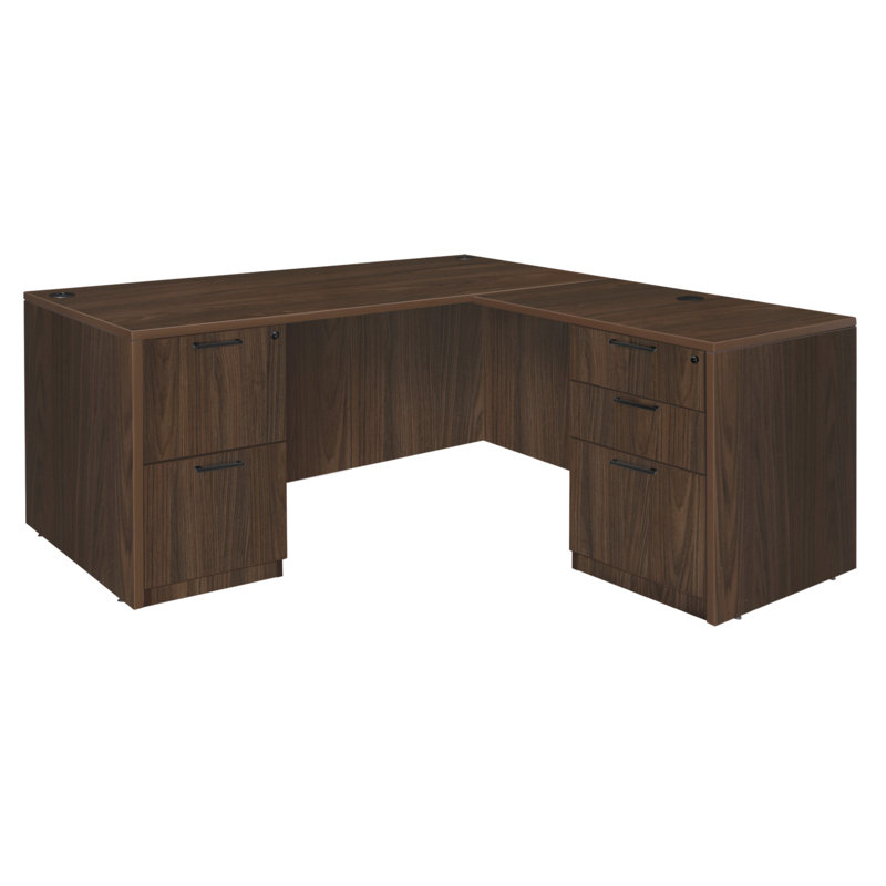 Regency Legacy L Desk with Double Full Pedestal Drawer Unit, 29" H x 60" W x 65" D, Neo Walnut