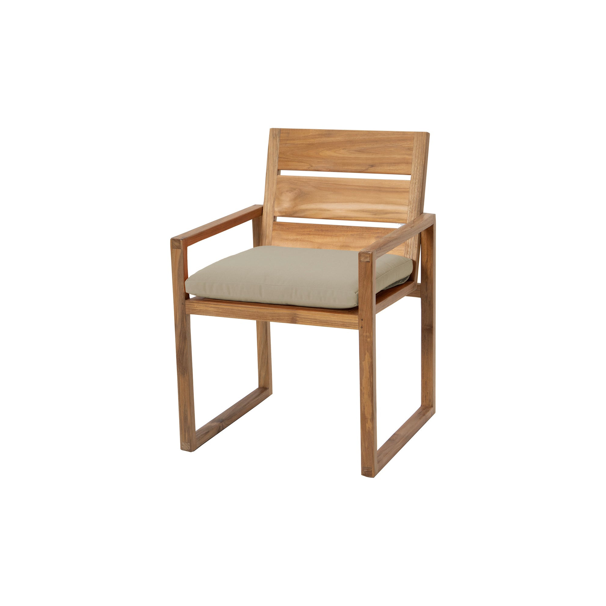 Uvita Teak Patio Dining Armchair with Cushion, Antique Beige