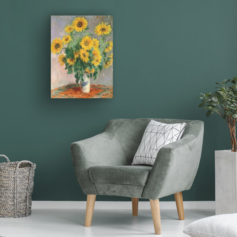 Art mural sur toile tendue - "Mon tournesol" par Claude Monet pour décoration de salon, de chambre à coucher ou de bureau - 14 x 19
