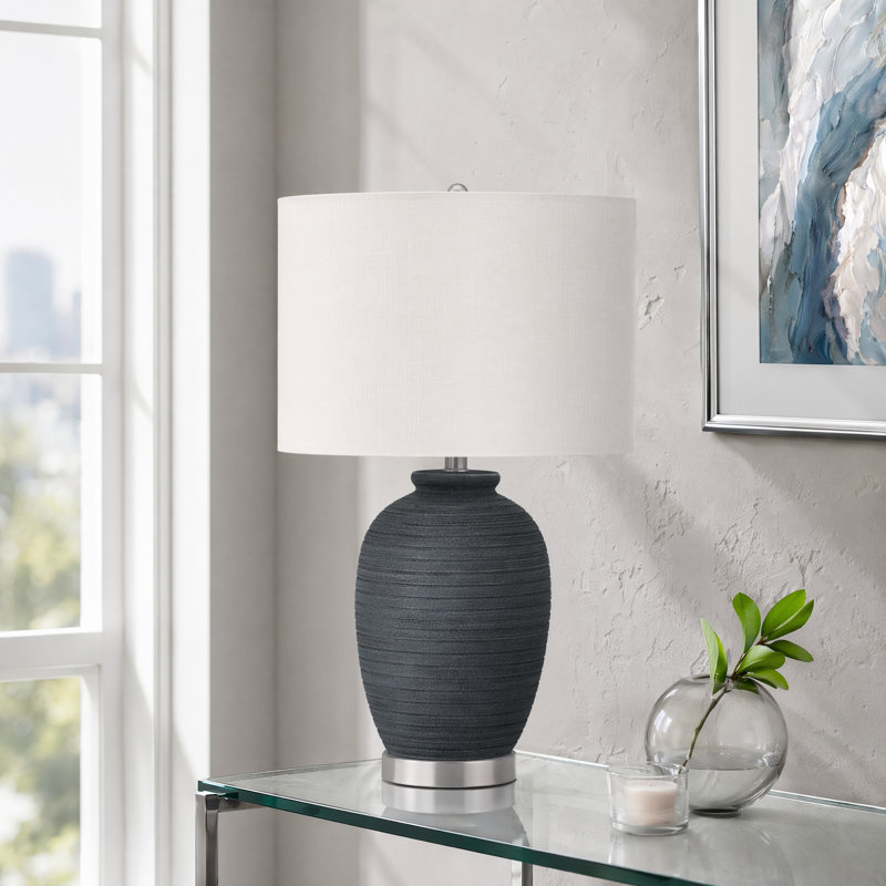 Lampe de table - Lampe d'appoint 24 po moderne en céramique texturée pour table de chevet