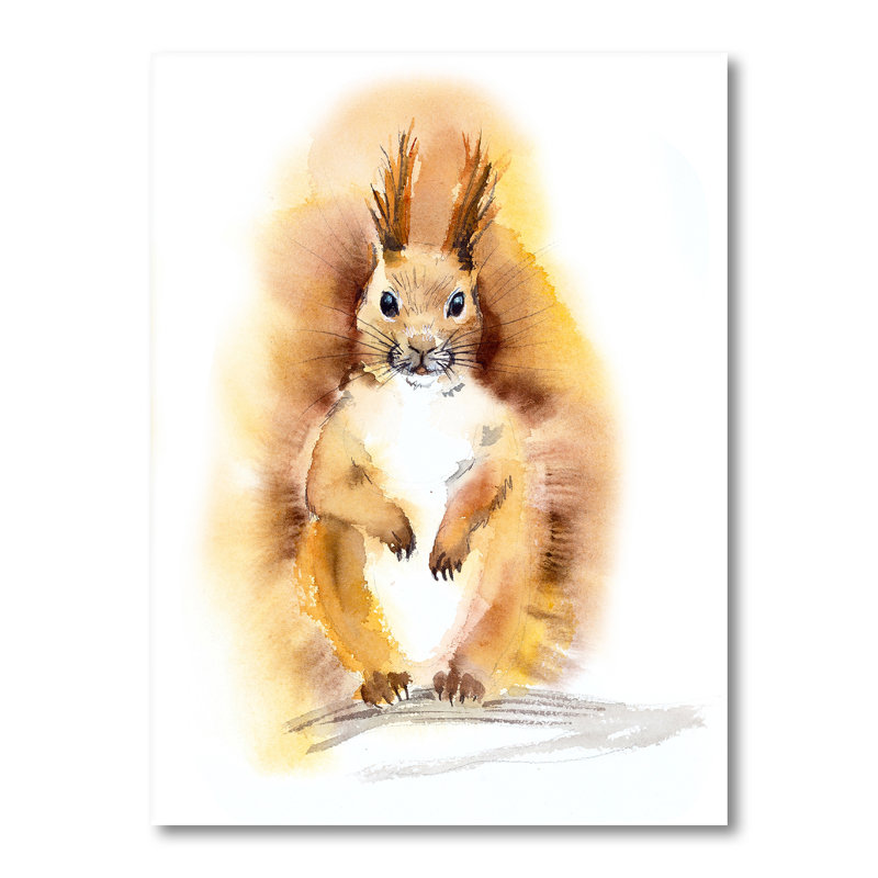 Portrait d'un écureuil orange - peinture sur toile, H 20 po x l 12 po, Toile tendue