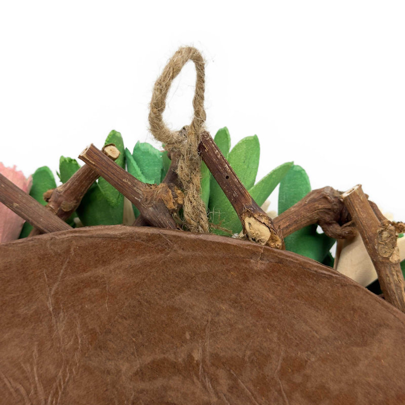 18" Round Woodchip Floral Wreath