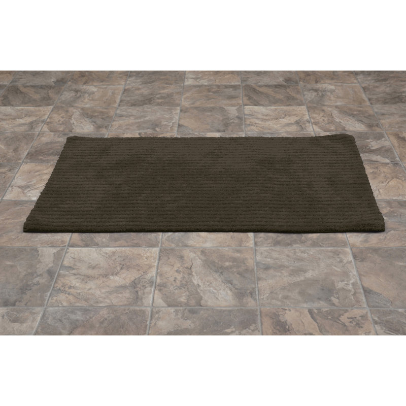 Viridian Nylon Bath Rug with Non-Slip Backing, Chocolate, 24" x 40"
