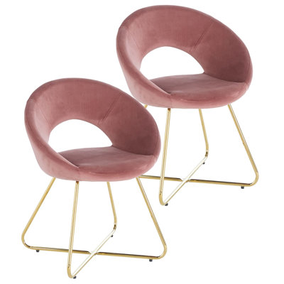 2 chaises modernes en velours rose - chaise confortable pour la salle de bain, revêtement de chambre à coucher, cuisine élégante et stable, rembourrage de siège confortable, cadre