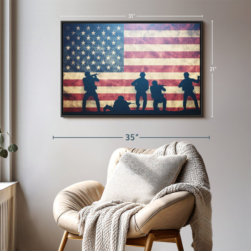 Impression sur toile militaire Grunge US, H 21 po x l 31 po