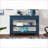 Navy Blue Mid-Century Solid Wood Sideboard Couch Table - 2 Drawers 2 Shelves, Easy Assembly
