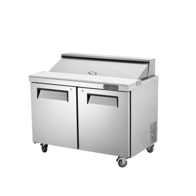 Table de préparation à sandwich et à salade en acier inoxydable de 48 po, station de préparation commerciale d'aliments réfrigérés avec planche à découper et 18 casseroles, bar à salade de 12,9 pieds cubes