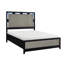 Contemporary Bed Integrated LED Backlighting Solid Wood Bedroom Furniture 1Pc Reeded Panels