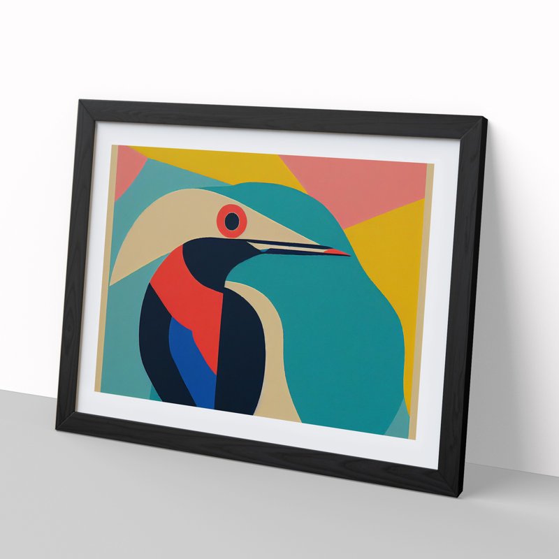 Abstract Kingfisher Bird Vol.2 - Framed Print, Black, 46cm H x 64cm W x 2cm D