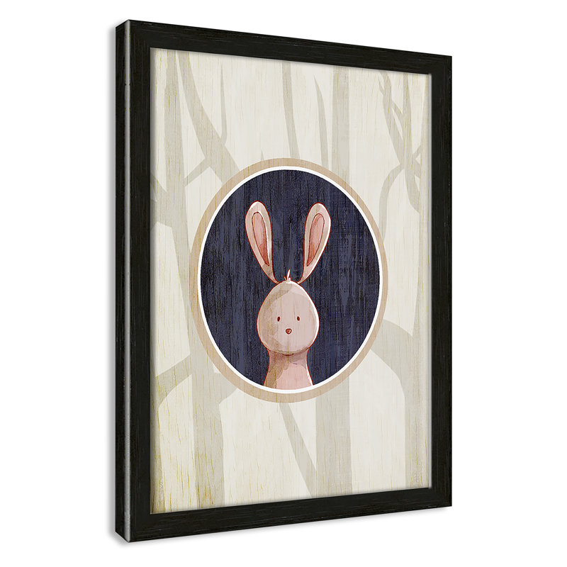 «Juvenile Forest Animals», impression sur papier, Encadré de boîte à grain de bois noir, H 14 po x l 10 po x P 1,18 po