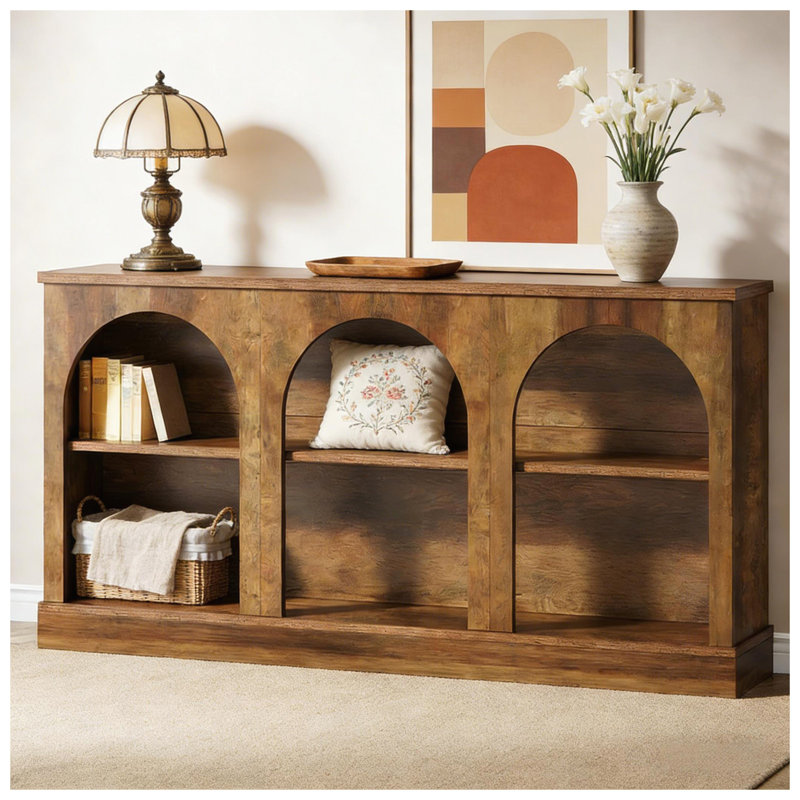 Table d'appoint rustique, table d'entrée pratique, console, Brun rustique