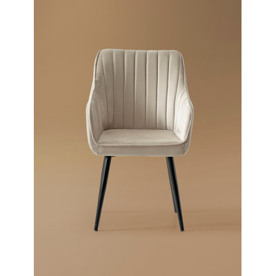 Modern Cream and Black Chair Set (2 Pieces), 18 mm Thick MDF | 18.1 x 35.0 x 17.3 inches | 100% Polyester Fabric, Metal Legs | Stylish and Durable Seating for Home, Office, or Dining Room Décor