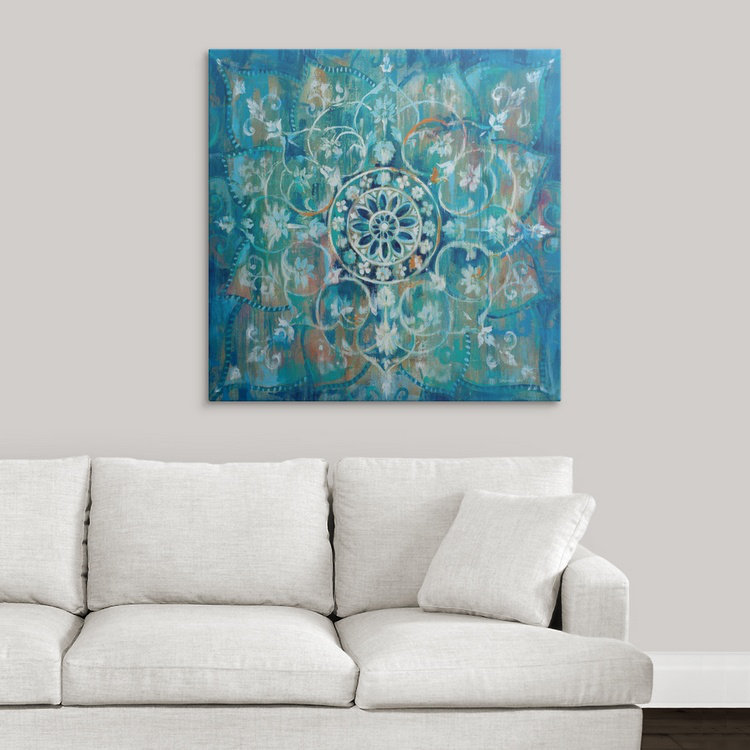 «Mandala in Blue I» Danhui Nai, reproduction d'art, H 35 po x l 35 po x P 1,5 po, Toile