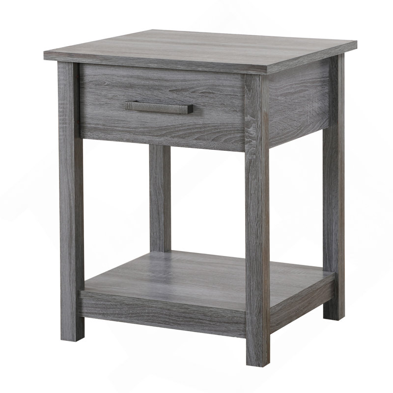 Chic Gray Contemporary Nightstand, Gray