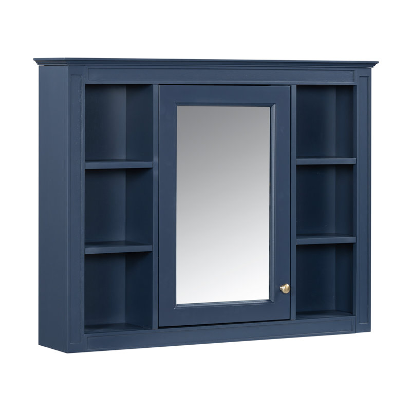 Pharmacie 35 po x 27,5 po, armoire de rangement murale pour salle de bain, armoire murale moderne pour salle de bain, Bleu