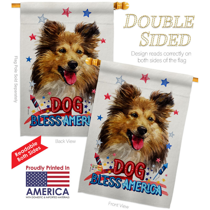 Drapeau de jardin Patriotic Shetland Sheepdog, H 40 po x l 28 po