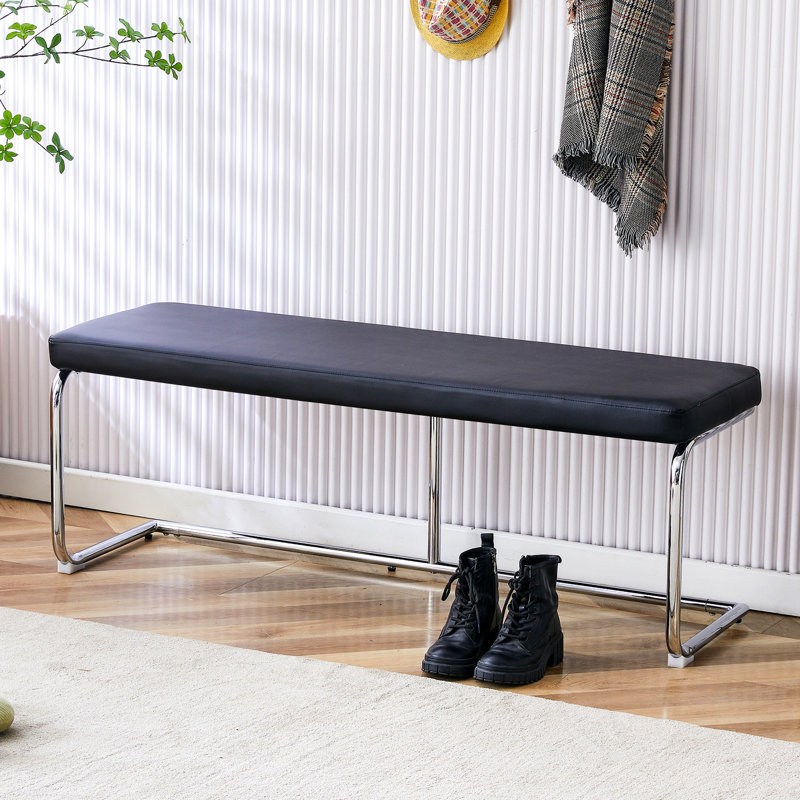 Banc à langer noir en métal argenté Caractéristique charmante - Chaise en cuir Pu pour différentes pièces Guide d'assemblage et d'installation simple inclus avec structure attrayante