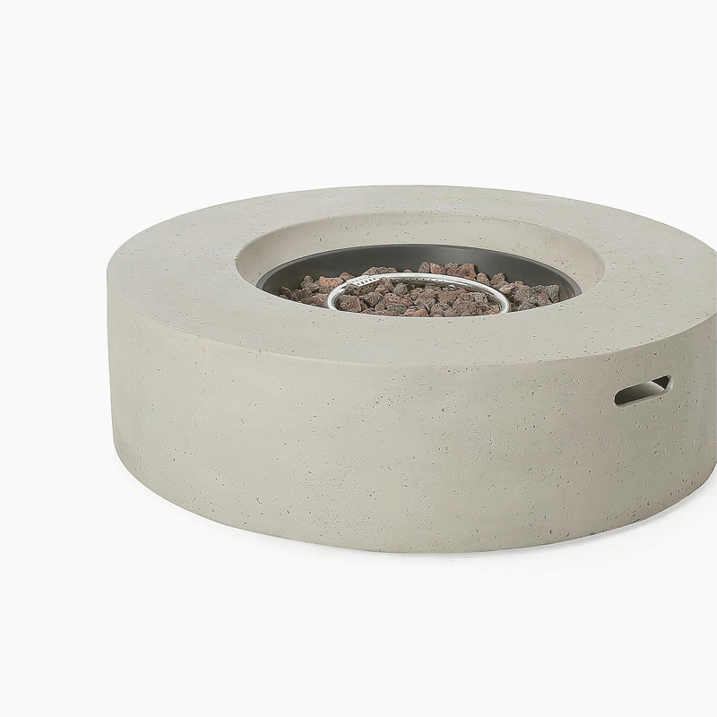 Foyer d'extérieur extérieur au propane en béton de 50 000 BTU, sans couvercle de réservoir, Gris clair
