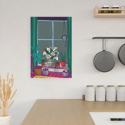 Cozy Window Garden Serene Tranquil Vibrant Cactus Lily Flower Nature Wall Art Print