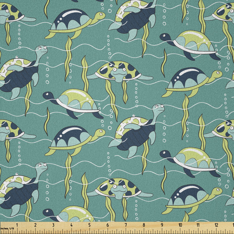 Dauda Underwater Wildlife with Wavy Ocean and Animals with Shells Multi-Purpose Fabric