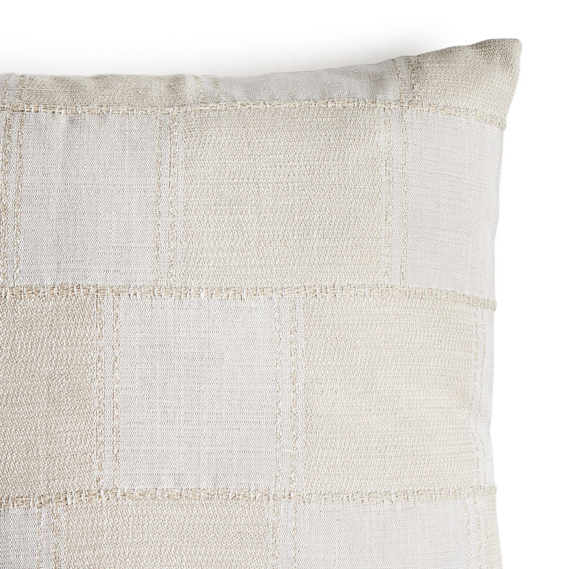 Cream Plaid Reversible Square Throw Pillow
