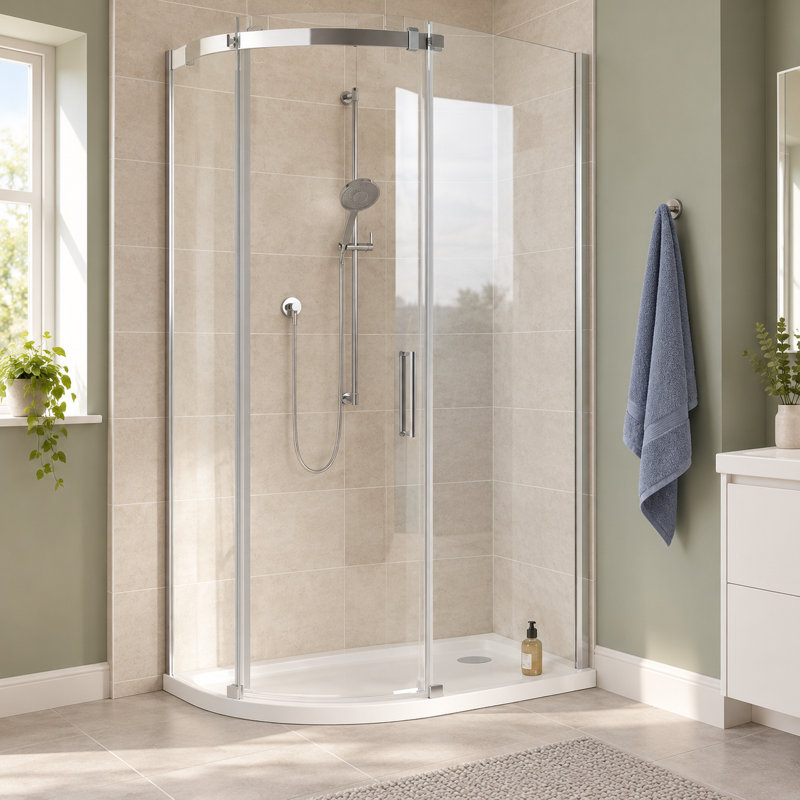  Semi-Frameless Shower Enclosure, Left Opening, 200cm H x 120cm W x 80cm D