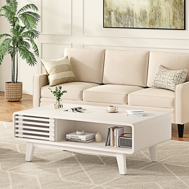 Table basse avec rangement, Blanc