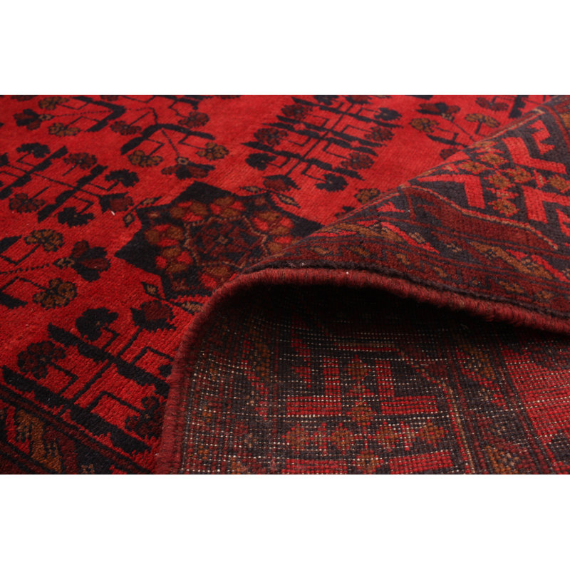 Tapis de la zone en laine rouge 4 pi 1 po x 6 pi 1 po à main one-of-kind-noué la 2010s esari turque Alarick