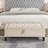 Linen Upholstered Ottoman Bench With Storage And Safety Hinge For Bedroom Living Room-128632916