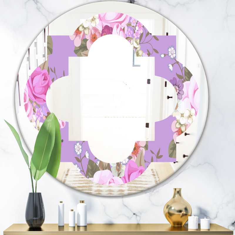 Miroir mural Quatrefoil Coastal, 31,5 po x 31,5 po, Pattern Roses Cottage