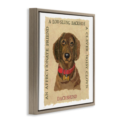 «Fun Dachshund Pet», art mural encadré flottant par Nancy Overton